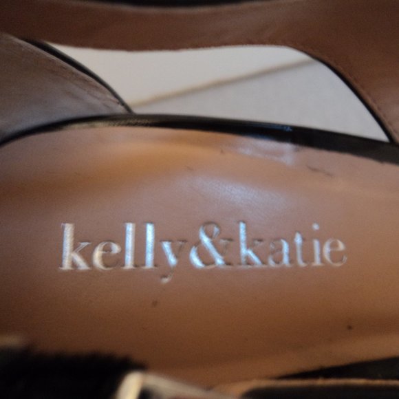 Kelly & Katie Women's 9.5 M Shoes Pump Wedge Black Leather Rd Toe - Picture 12 of 13